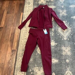 Members mark active wear set, L, burgundy